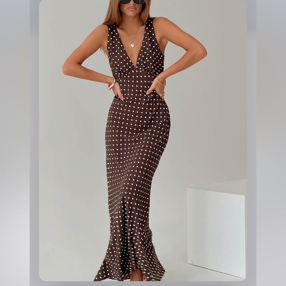 Princess Polly Brown Polka Dot Dress